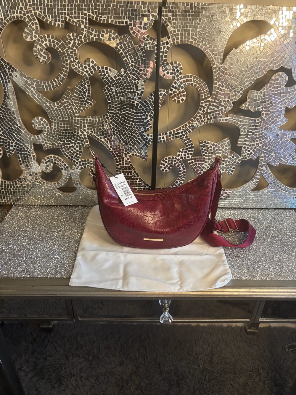 💕Brahmin Percy Cherry Lacquer Zastera Leather Crossbody - Picture 2 of 12